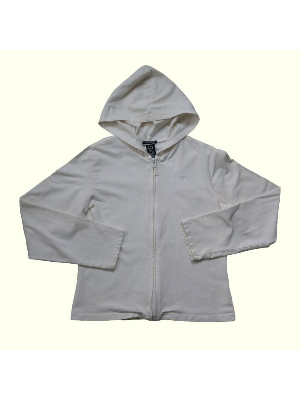 GAP VTG Y2K RETRO STRECH FULL ZIP HOODIE SWEATSHIRT WHITE  2001 2XL (14-16) SM